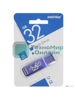 Флешка USB Smartbuy Glossy series Blue (SB32 GbGS-DB), 32Gb, USB 3.0, R/W 75/25, темно-синий