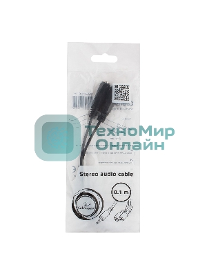 Кабель разветвитель аудио сигнала Cablexpert CCA-415-0.1M, Jack3.5 папа->2х Jack3.5 мама 10 см, черный