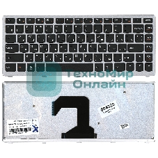 Клавиатура для ноутбука Lenovo IdeaPad U410 черная с серебристой рамкой