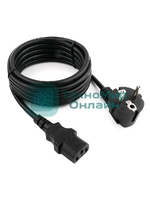 Кабель питания Gembird 3.0м, черный, с заземлением, пакет