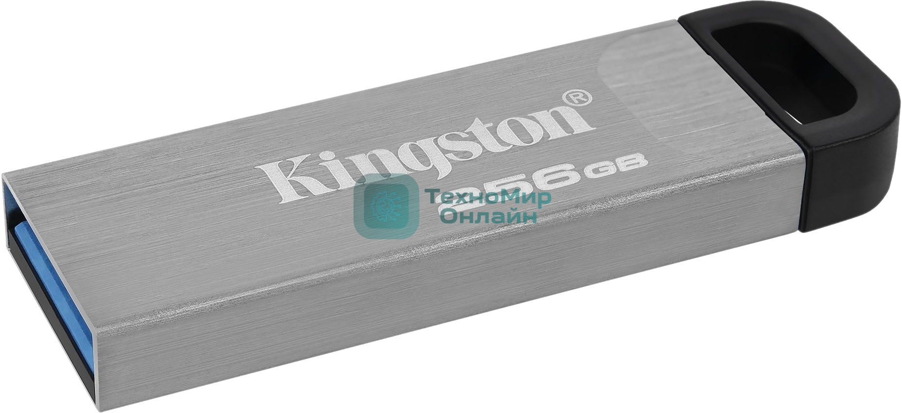 Флешка USB Kingston KYSON (DTKN/256GB), 256Gb, USB 3.2 Gen 1, R/W 200/60, серебристый/черный
