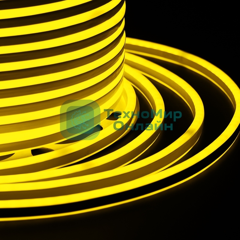 Гибкий неон Neon-night SMD 8х16 мм, двухсторонний, желтый, 120 LED/м, бухта 100 м (с комплектом подключения)