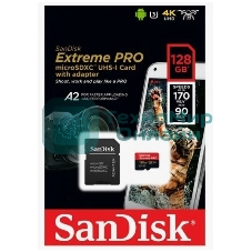 Флеш карта/SanDisk/Extreme Pro SDSQXCD-128G-GN6MA/microSDXC/128 ГБ/A2, U3, V30/200 МБ/с
