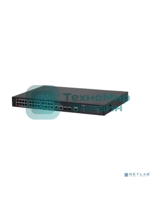 Kоммутатор 24-портовый гигабитный управляемый с PoE DAHUA, уровень L2 Порты: 24 RJ45 10/100/1000 Мбит/с; IEEE802.3af/IEEE802.3at/Hi-PoE/IEEE802.3bt, 2 RJ45 10/100/1000 Мбит/с (uplink), 2 SFP 1000 Мбит/с