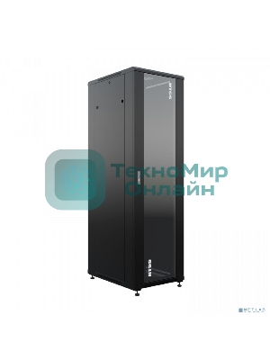 NTSS Шкаф напольный универсальный серверный NTSS R 18U 600х800мм, 4 профиля 19, двери стекло и сплошная металл, боковые стенки съемные, регулируемые опоры, разобранный, черный RAL 9005 NTSS-R18U6080GS