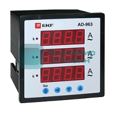 Амперметр цифровой AD-963 на панель 96х96 трехфазный EKF ad-963
