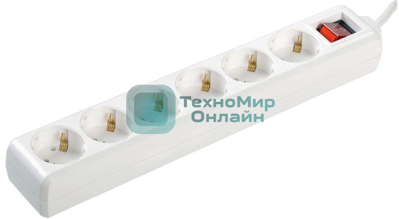 Удлинитель 6х5 м с заземл. 16А IP20 У06К с выкл. 2P+PE IEK WYP10-16-06-05-ZK-N