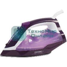 Утюг Galaxy Line GL 6124, фиолетовый с белым, паровой, 2500 Вт, постоянный пар 50 г/мин, паровой удар 230 г/мин, функции: самоочистка, антикапля, антинакипь, функция увлажнения, вертикальное отпаривание, защита от перегрева, индикатор нагрева, керамическое покрытие подошвы, резервуар для воды 370 мл