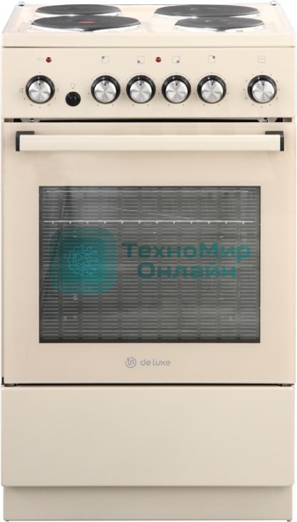 Плита электрическая De Luxe 5004.16э 016 бежевый, конфорок 4 шт, духовка 46 л, гриль, 50 см x 85 см x 50 см