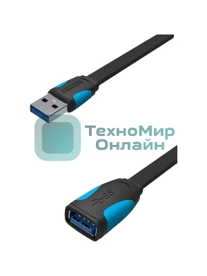 Кабель-удлинитель Vention USB 3.0 AM/AF - 2 м плоский VAS-A13-B200