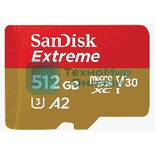 Флеш карта microSD 512Gb SanDisk microSDXC Class 10 UHS-I A2 C10 V30 U3 Extreme 190MB/s