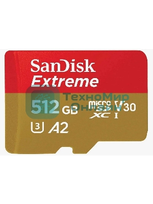 Флеш карта microSD 512Gb SanDisk microSDXC Class 10 UHS-I A2 C10 V30 U3 Extreme 190MB/s