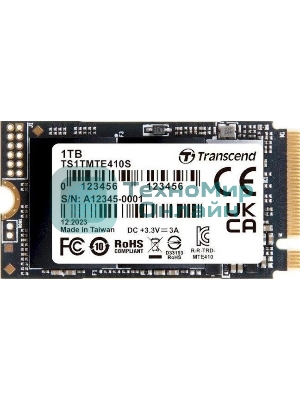 Твердотельный накопитель Transcend SSD MTE410S, 1000GB, M.2(22x42mm), NVMe, PCIe 4x4, 3D TLC, R/W 5000/3500MB/s, IOPs 570 000/700 000, TBW 600, DWPD 0.33, DRAM-less (5 лет)