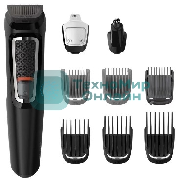 Триммер Philips MG3740/15 черный (насадок в компл:9шт)