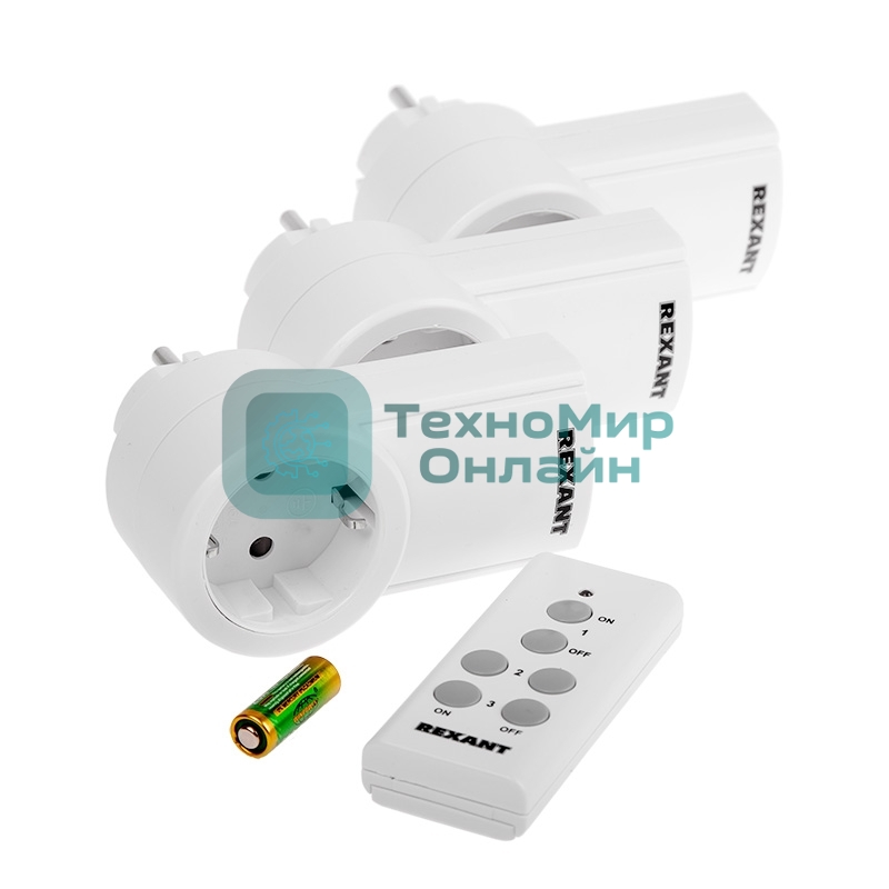 Радиоуправляемая розетка c пультом Rexant RX-003 (один пульт, три розетки)