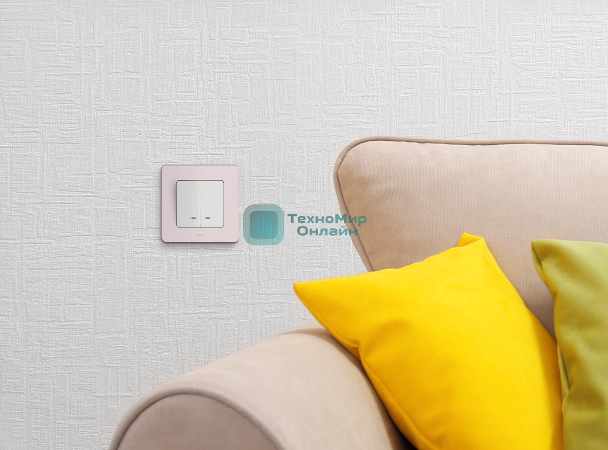 Выключатель 2-клавишный с подсветкой/индикацией 10AX 250 В белый