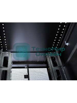 Шкаф серверный ПРОФ напольный 42U (800x1000) дверь перфор., задние двойные перфор., черный, в сборе