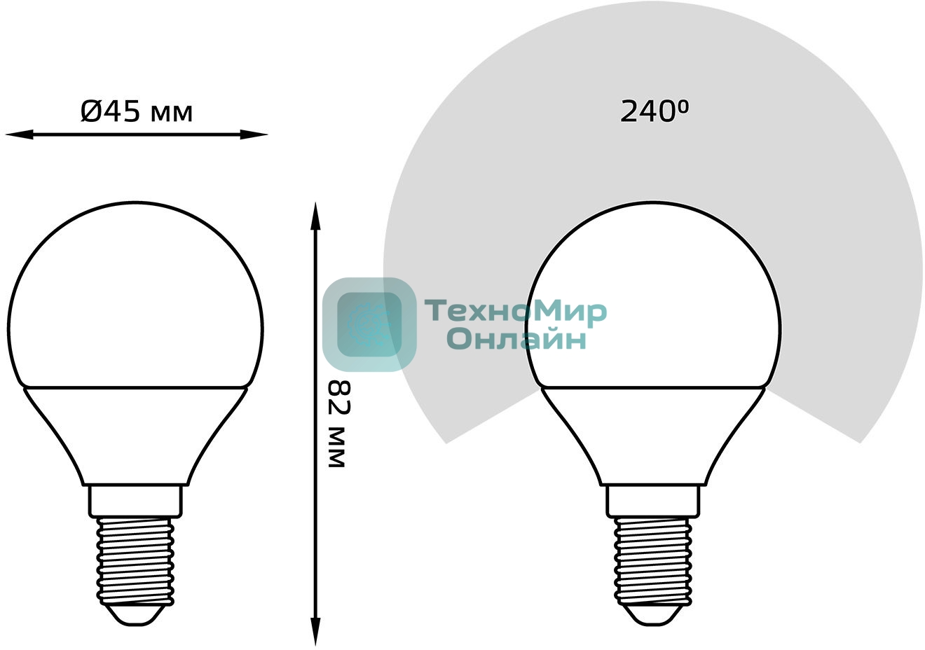 Лампа светодиодная Gauss 6.5Вт цок.: E14 шар 220B 4100K св. свеч. бел.нейт. (упак.: 10 шт)