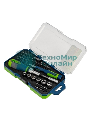 Отвертки Сибртех реверсивные с набором бит и торцевыми головками, 41 шт