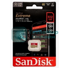 Флеш карта microSD 512Gb SanDisk microSDXC Class 10 UHS-I A2 C10 V30 U3 Extreme 190MB/s