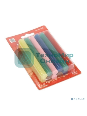 Клеевые стержни Rexant, Ø11 мм, 100 мм, цветные, 12 шт., блистер