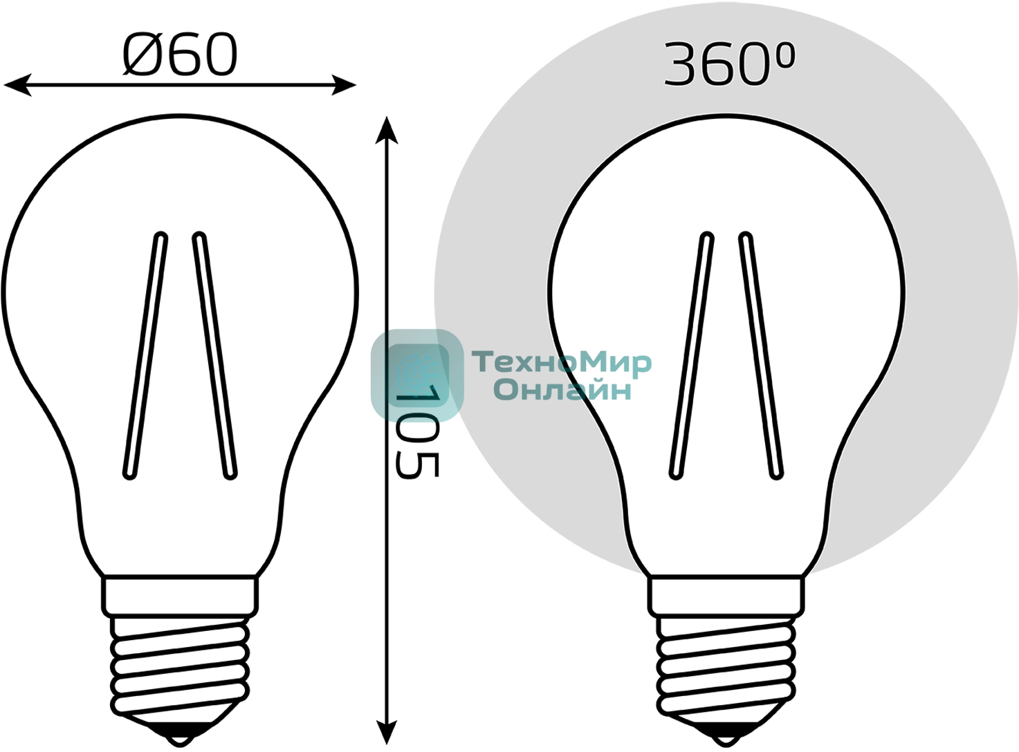 Лампа светодиодная Gauss Filament 102902215 15Вт цок.: E27 груша 220B св. свеч. бел. нейт. (упак.: 10 шт)