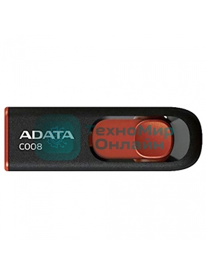 Флешка USB ADATA С008 (AC008-64G-RKD), 64Gb, USB 2.0, R/W 15/5, черный/красный