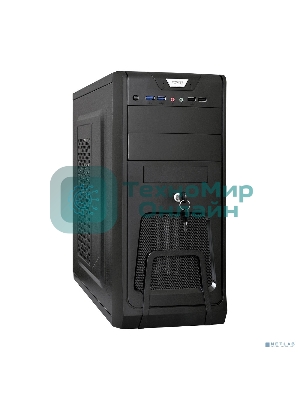Компьютерный корпус Miditower ExeGate CP-603UB Black, ATX, (без БП), 2*USB+2*USB 3.0, Audio, замок блокировки кнопки питания