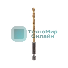 Сверло по металлу Kranz 4,5 мм, Р6М5, ТИТАН, шестигранный хвостовик (1 шт. в упаковке) DIN 338