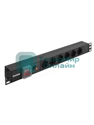 Блок розеток горизонтальный ExeGate ServerPro PDU-19H605 Al-6S-C14-SW-O, 19