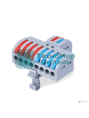Клемма соединительная универсальная проходная Cabeus MX2-8D 2-8 полюса с рычагом на DIN-рейку 0,08-2,5/4,0 (1шт)