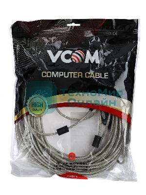Кабель-адаптер VCOM VUS7049-20M USB2.0-repeater, удлинительный активный <Am-->Af 20м