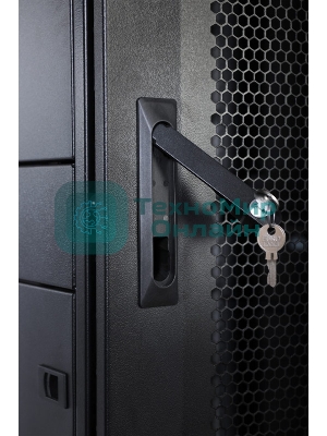 Шкаф серверный ПРОФ напольный 42U (800x1000) дверь перфор., задние двойные перфор., черный, в сборе