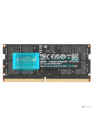 Оперативная память Crucial, DDR5, 16GB (1x16 GB), 4800 MHz, CL40, SO-DIMM