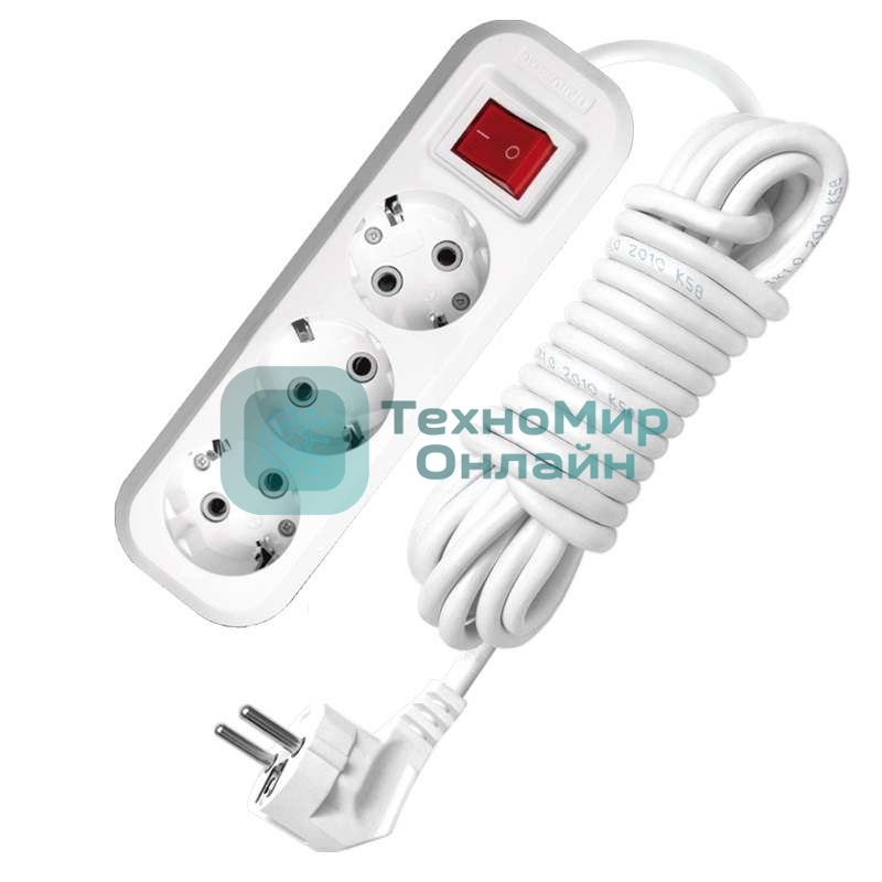 Удлинитель 3х5 м с заземл. 16А IP20 S-303 с выкл. ПВС 3х1 UNIVersal 9631987