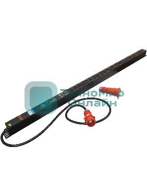 Блок распределения питания Powercom PDU-32AVMS24-18C3-6C9-3P верт.размещ. 18xC13 6xC19 с сетевым мониторингом 3x32A EN 60309 2м