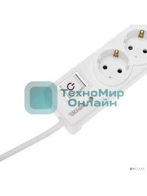 Сетевой фильтр 5 гнезд, 3м, 3х1,5мм², с автовыкл, 2 USB, белый Kranz