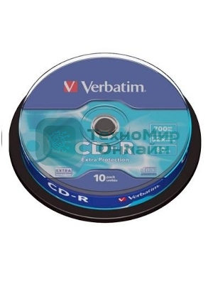 Диск CD-R Verbatim 700Mb 52x Cake Box (10шт) (43437)