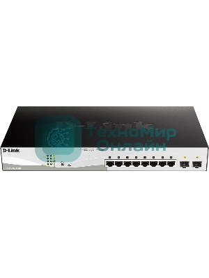 Коммутатор D-Link DGS-1210-10MP/F3A Smart L2 Switch 8х1000Base-T PoE, 2х1000Base-X SFP, PoE Budget 130W, Compact CLI