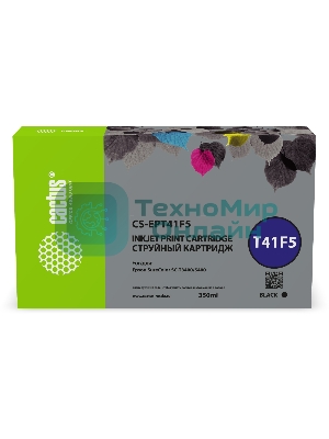 Картридж струйный Cactus CS-EPT41F5 (T41F5) черный пигментный (350 мл) для Epson SureColor SC-T5400M/SC-T3405/SC-T5405