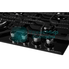 Встраиваемые газовые панели Kuppersberg FG 63 B Газовая варочная панель стекло, ширина 60 см, 4 газовые конфорки,комфорка повышенной мощности,автоподжиг, газ-контроль, чугунные решетки, цвет черный