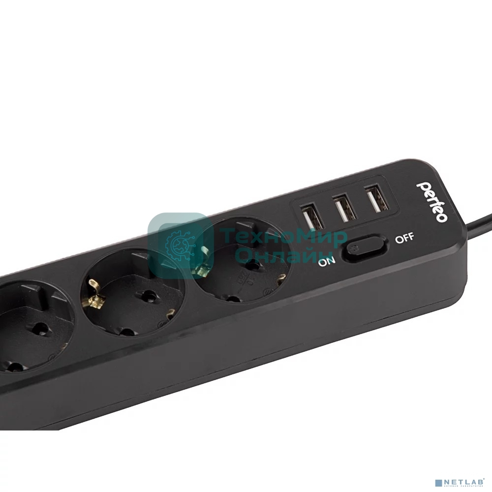 Сетевой фильтр PERFEO (PF_C3907) 3 роз х 2 м черный