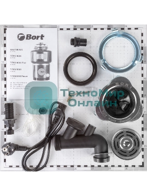 Измельчитель пищевых отходов Bort TITAN 4000 390 Вт; 4,2 кг/мин; 2800 об/мин; 1200 мл; Металл; набор аксессуаров 4 шт [91275769]