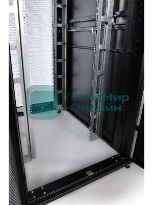 Шкаф серверный ПРОФ напольный 42U (800x1000) дверь перфор., задние двойные перфор., черный, в сборе