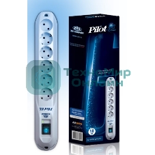 Сетевой фильтр Pilot GL 1.8 м, 6 розеток, белый, коробка