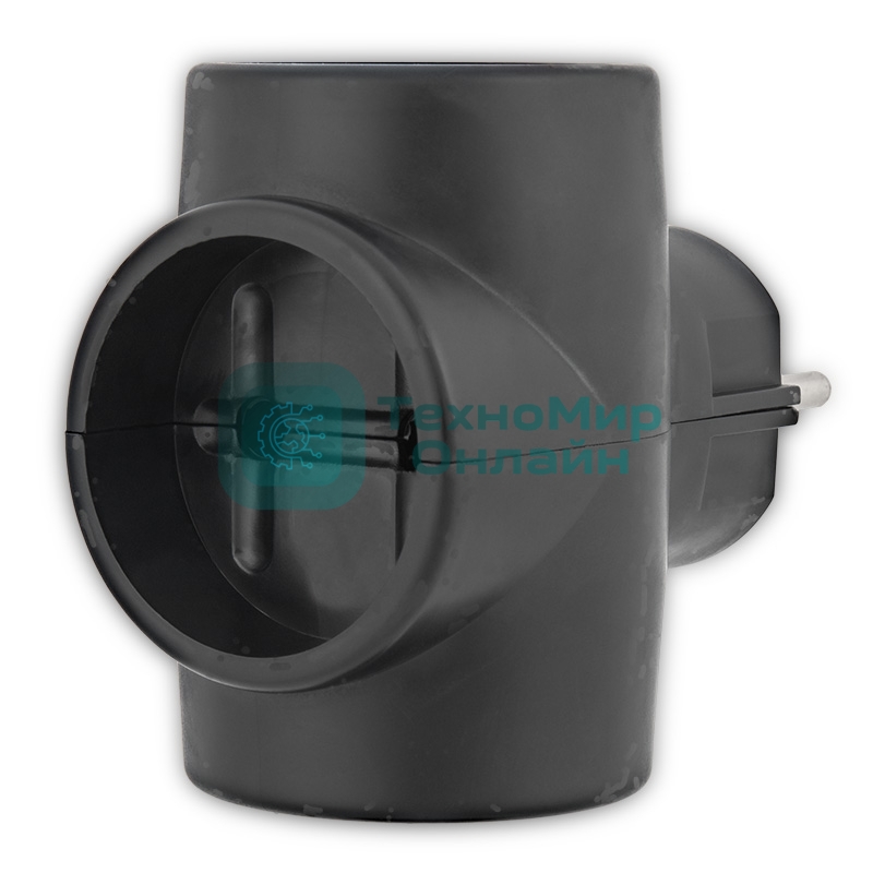 Тройник электрический Rexant 6А без заземления, черный