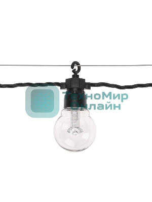 Уличная гирлянда Neon-night Лофт, черный каучук, 20 прозрачных ламп, влагостойкая IP65