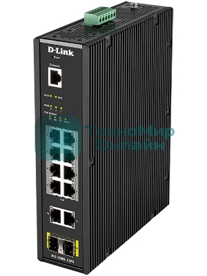 Коммутатор промышленный управляемый D-Link DIS-200G-12PS/A2A 2 уровня с 10 портами 10/100/1000Base-T и 2 портами 1000Base-X SFP (8 портов с поддержкой PoE 802.3af/802.3at (30 Вт), PoE-бюджет до 240Вт)