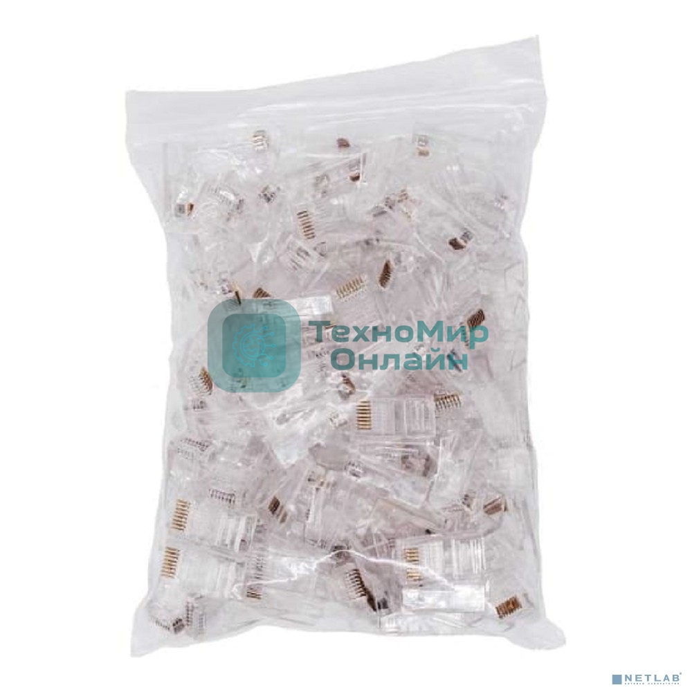 Коннектор RJ-45, Filum FL-NA-PLUG6-1 6 кат., 8p8c, 30 мкм, универсальный, для одножильного и многожильного кабеля, уп/100 шт