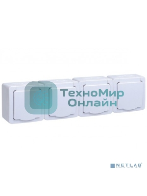 Розетка 4-м ОП Гермес Plus РСб24-3-ГПБб с защ. крышкой с заземл. IP54 белый IEK ERMP42-K01-16-54-EC